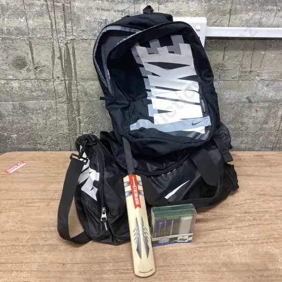 Pair of Nike Bags, Gray-Nicholls Mini Bat, Golf On The Go Novelty